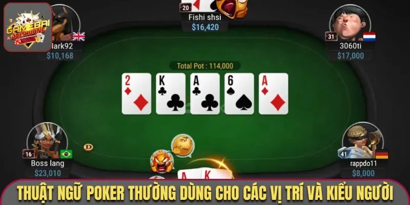 Thuật ngữ Poker thường dùng cho các vị trí và kiểu người chơi